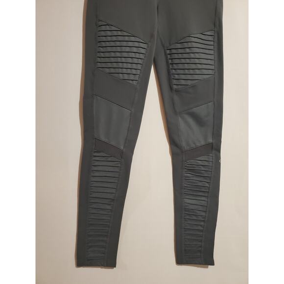 Alo High Rise Moto Leggings Womens Size M Mesh Panel Sculpting Active Yoga Gray - Picture 6 of 11